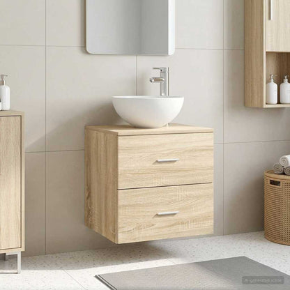 Wall-Mounted Sink Vanity Sonoma Oak 49.5 x 35 x 63 cm