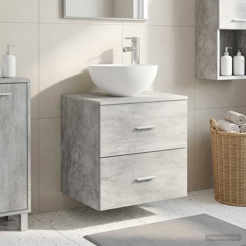Wall-Mounted Sink Vanity Concrete Grey 49.5 x 35 x 63 cm