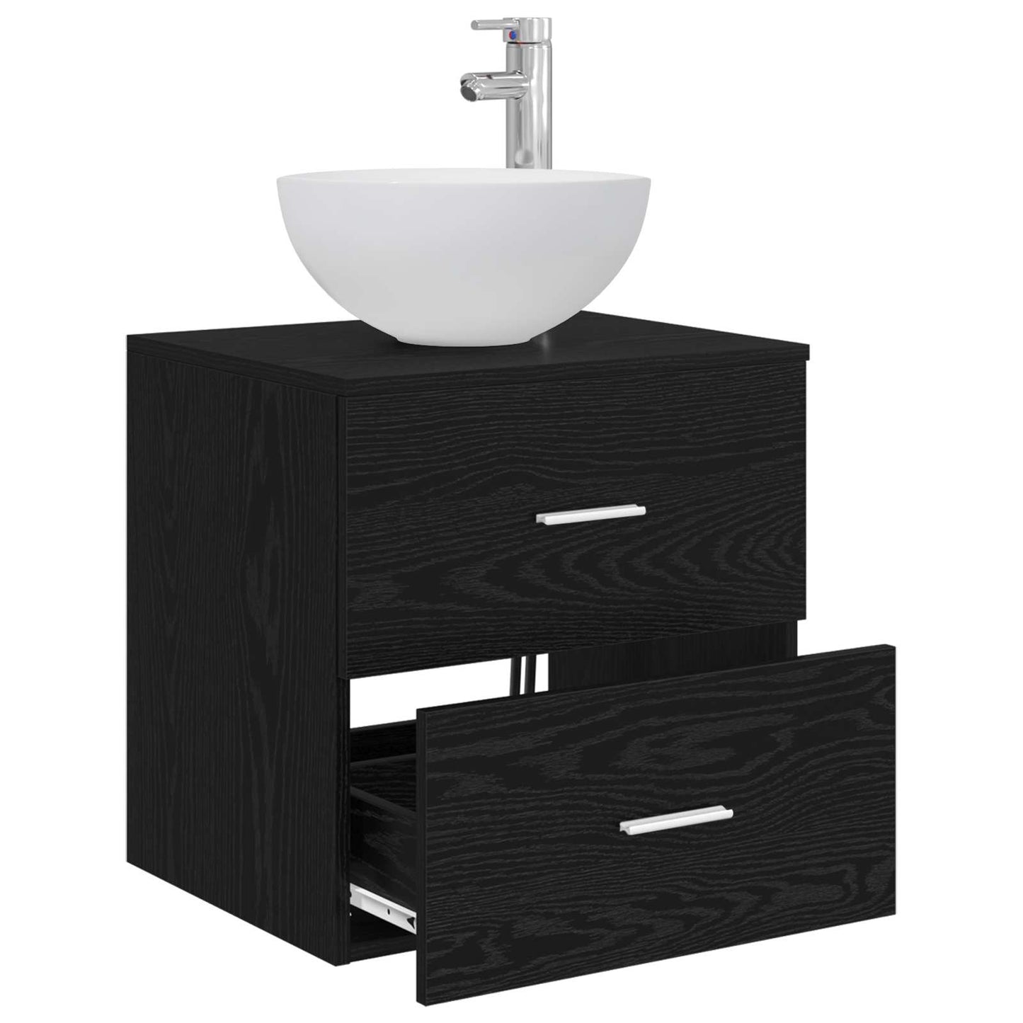 Wall-Mounted Sink Vanity Black Oak 49.5 x 41 x 64.5 cm