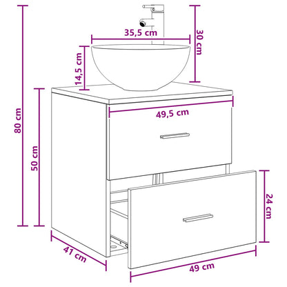 Wall-Mounted Sink Vanity Concrete Grey 49.5 x 41 x 64.5 cm