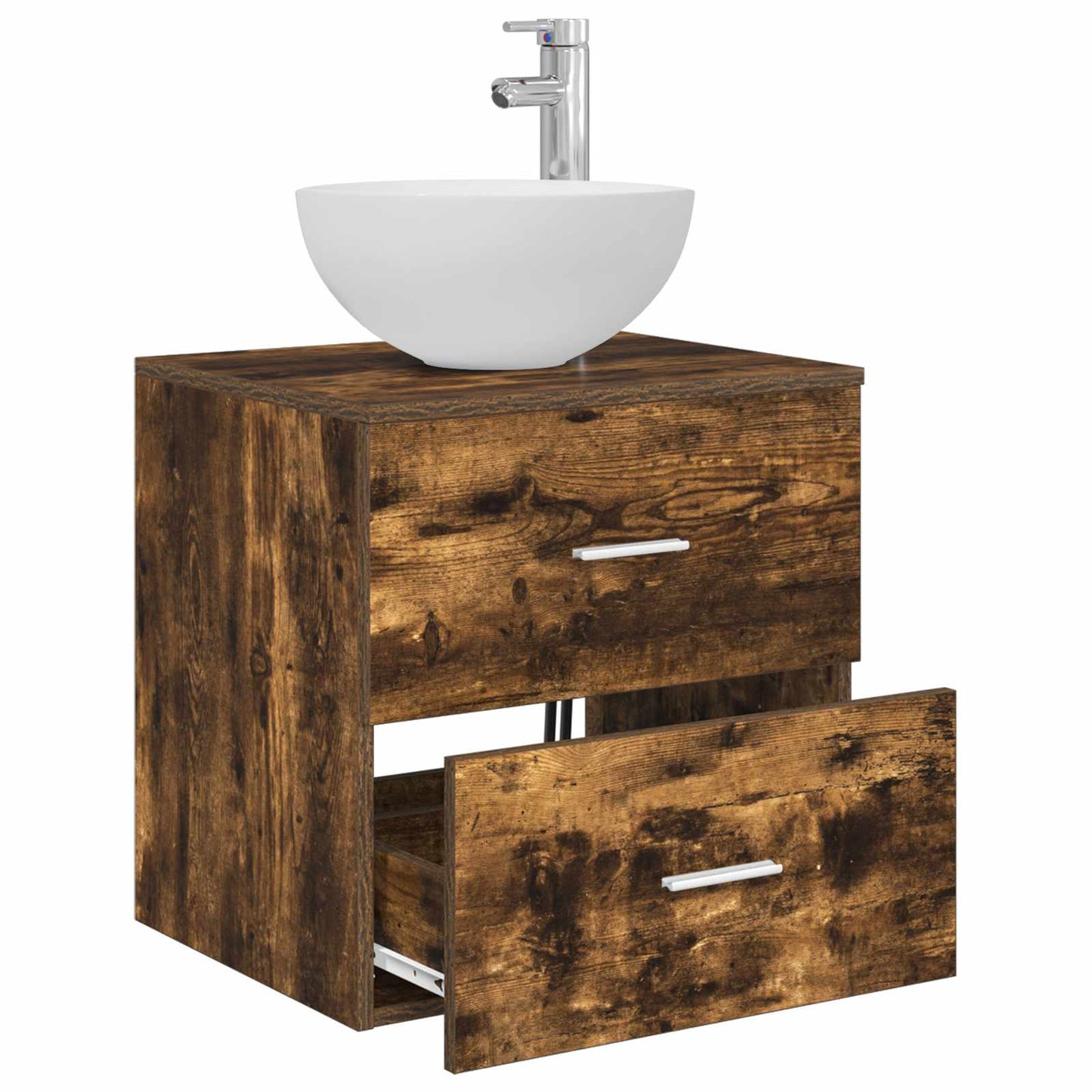 Wall-Mounted Sink Vanity Smoked Oak 49.5 x 41 x 64.5 cm