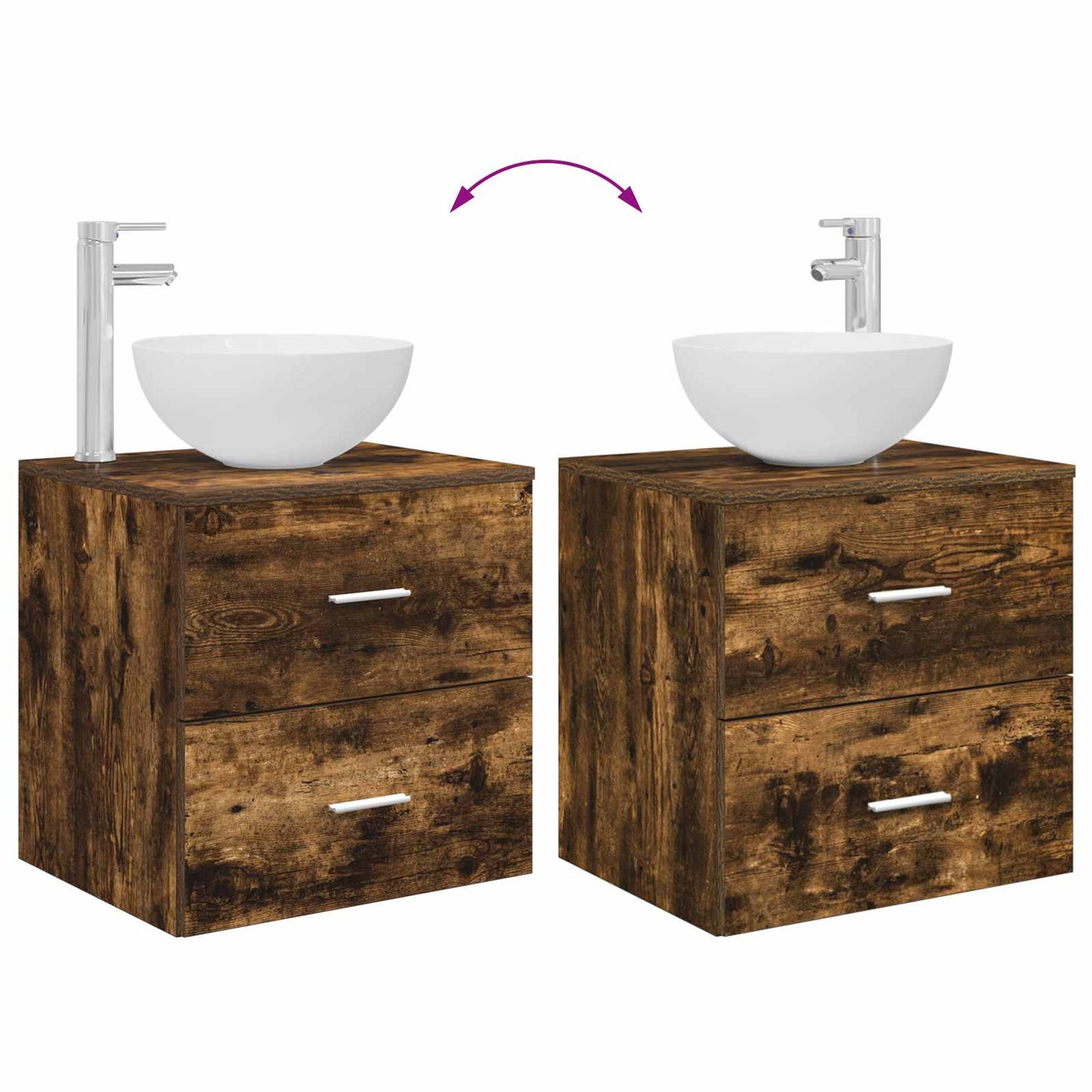 Wall-Mounted Sink Vanity Smoked Oak 49.5 x 41 x 64.5 cm