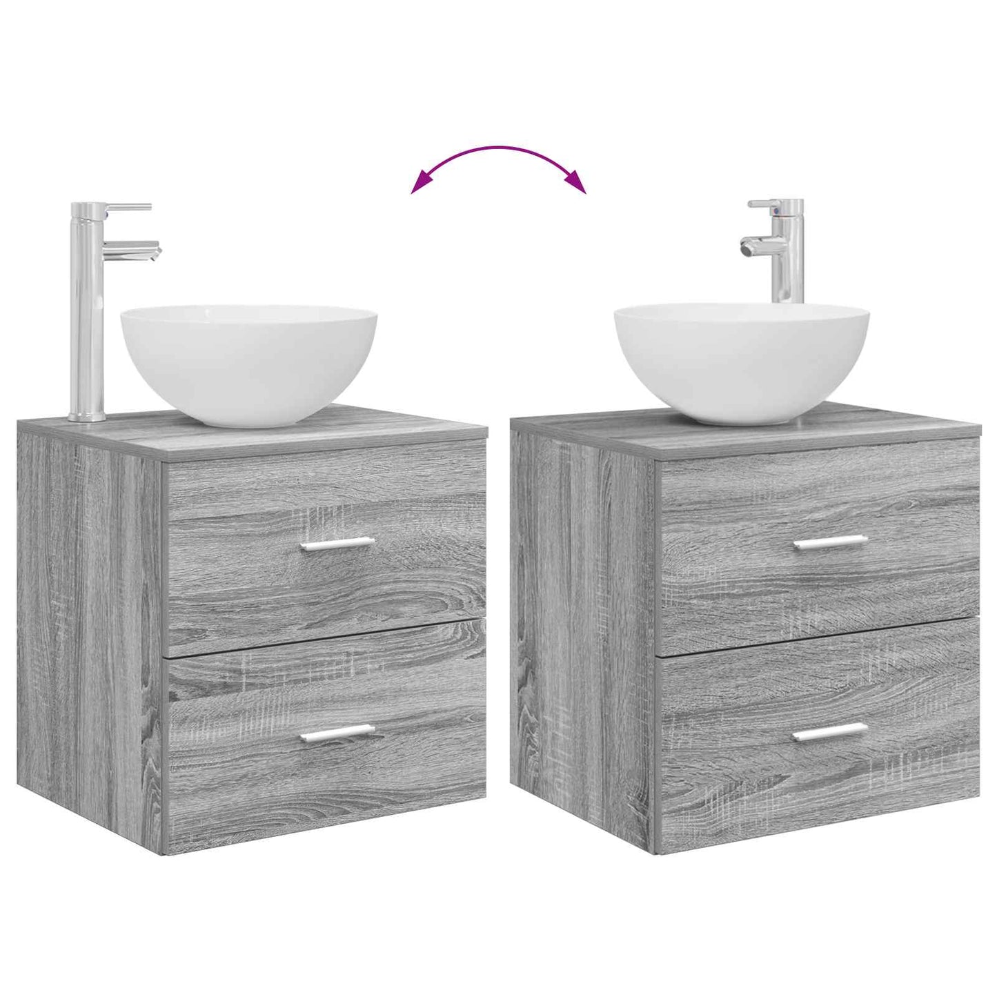Wall-Mounted Sink Vanity Grey Sonoma 49.5 x 41 x 64.5 cm