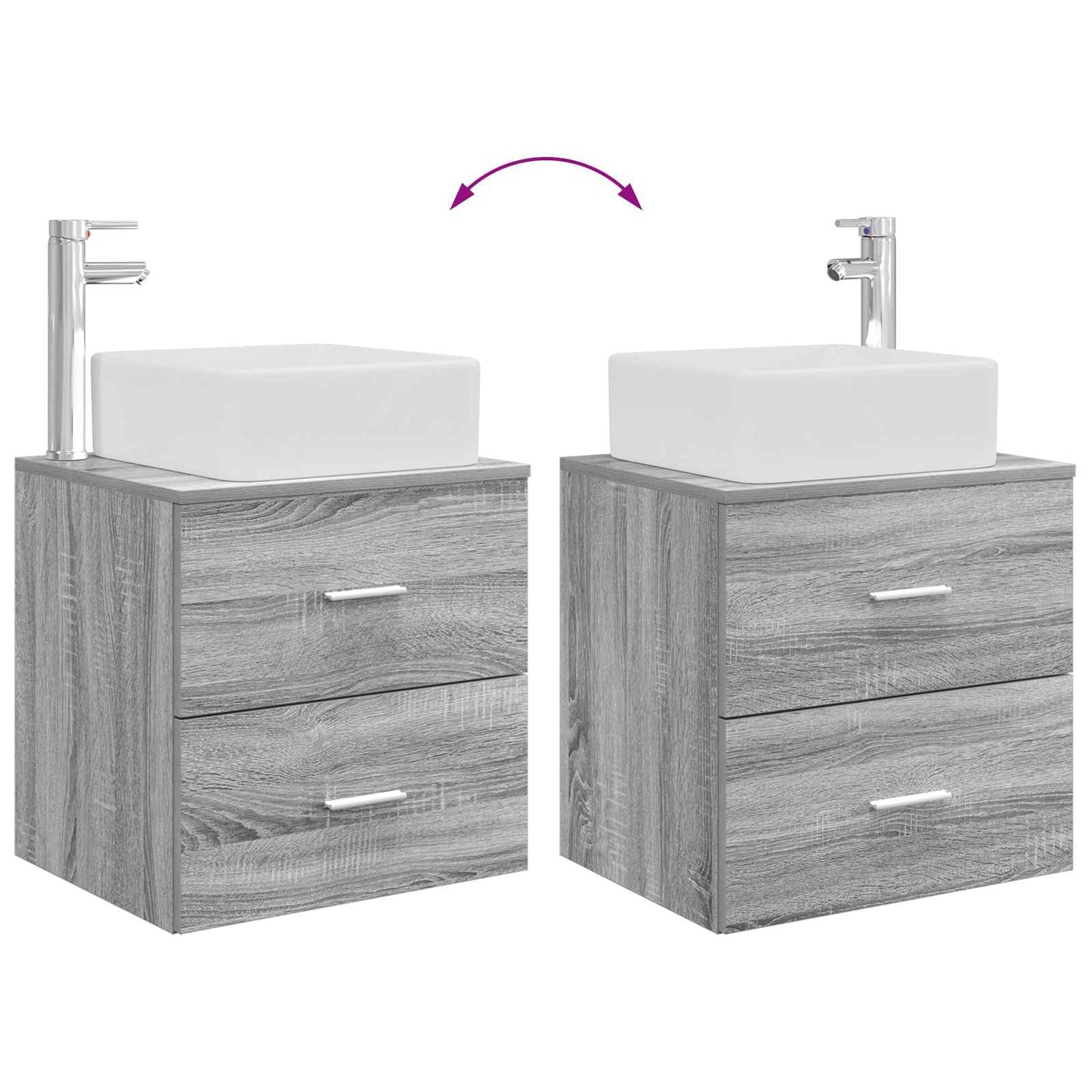 Wall-Mounted Sink Vanity Grey Sonoma 49.5 x 41 x 63 cm