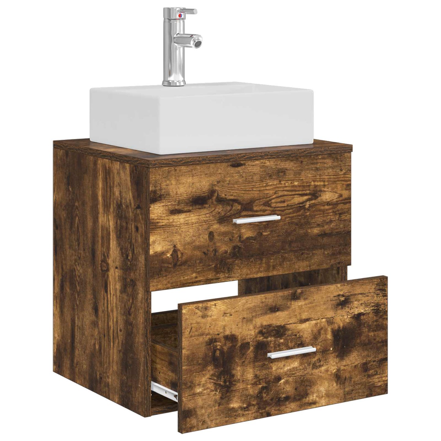 Wall-Mounted Sink Vanity Smoked Oak 49.5 x 41 x 62.5 cm
