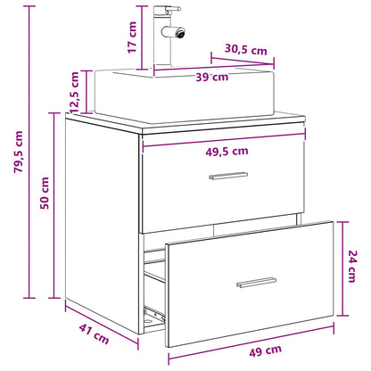 Wall-Mounted Sink Vanity Old Wood 49.5 x 41 x 62.5 cm