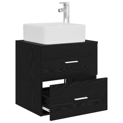Wall-Mounted Sink Vanity Black Oak 53 x 34.5 x 63 cm