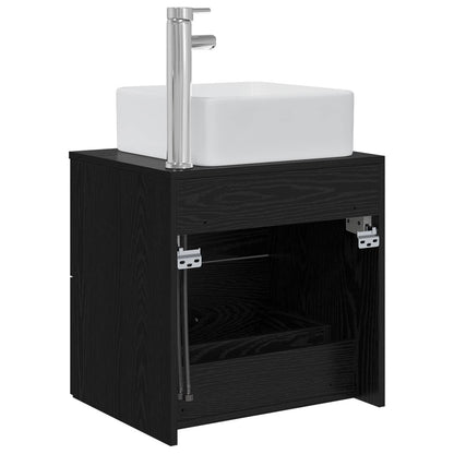 Wall-Mounted Sink Vanity Black Oak 53 x 34.5 x 63 cm