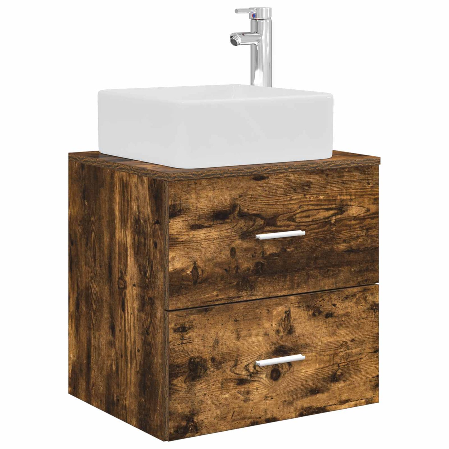Wall-Mounted Sink Vanity Smoked Oak 53 x 34.5 x 63 cm