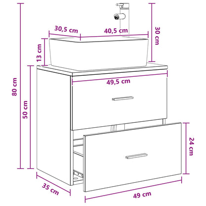 Wall-Mounted Sink Vanity Artisan Oak 53 x 34.5 x 63 cm
