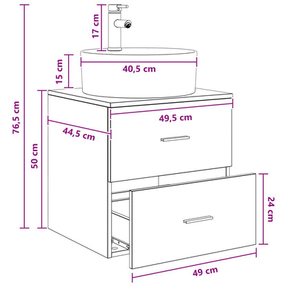 Wall-Mounted Sink Vanity White 49.5 x 44.5 x 65 cm