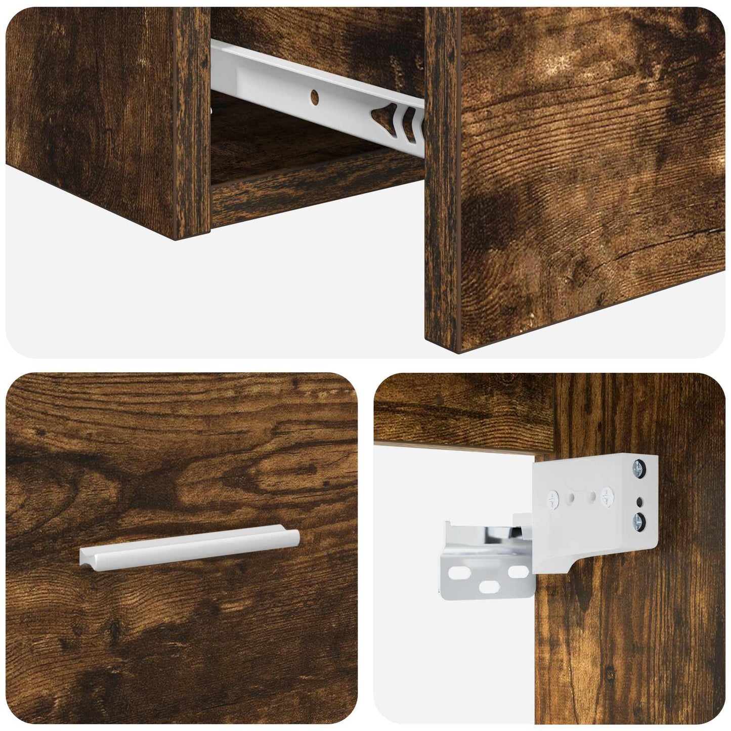 Wall-Mounted Sink Vanity Smoked Oak 49.5 x 44.5 x 65 cm