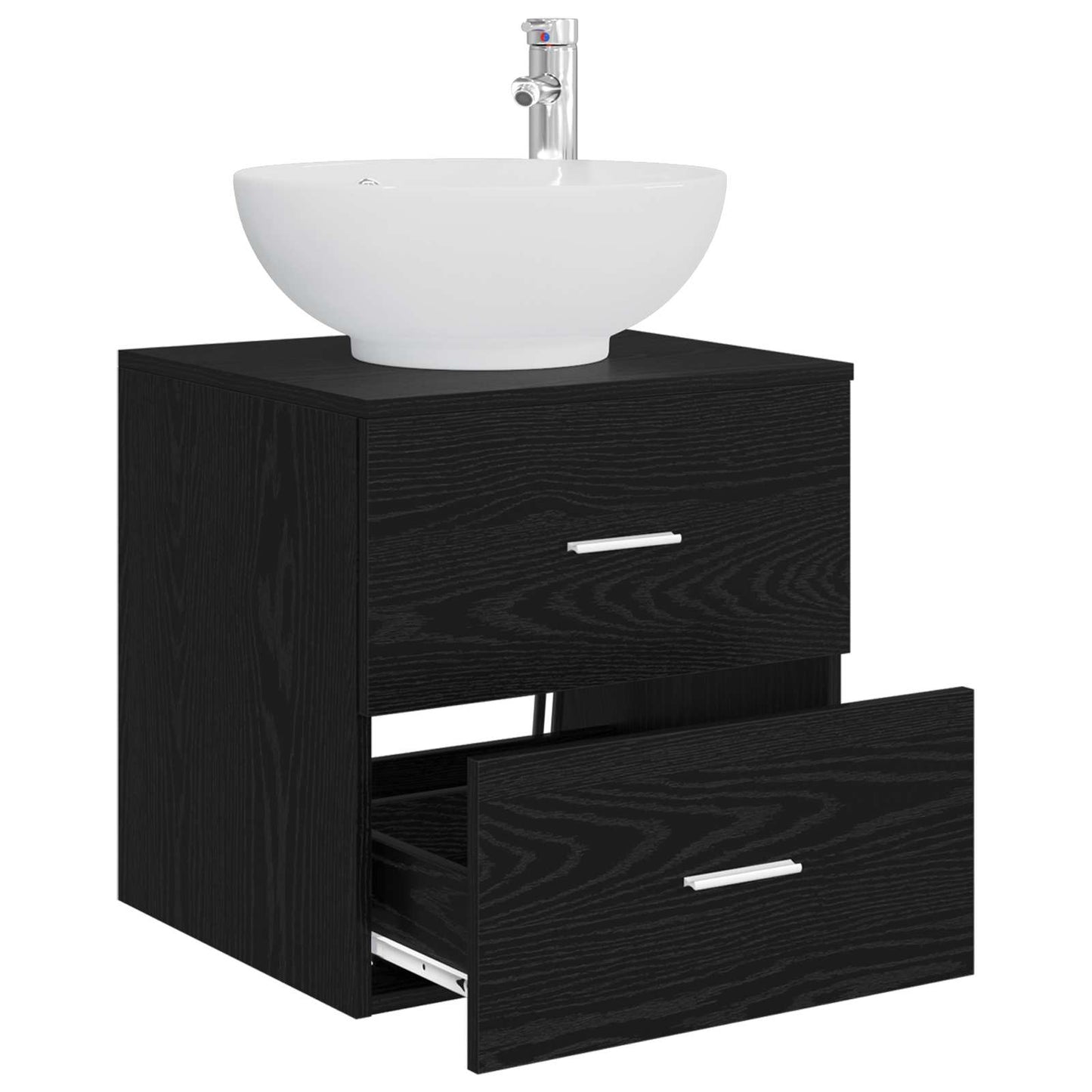 Wall-Mounted Sink Vanity Black Oak 49.5 x 44.5 x 66.5 cm