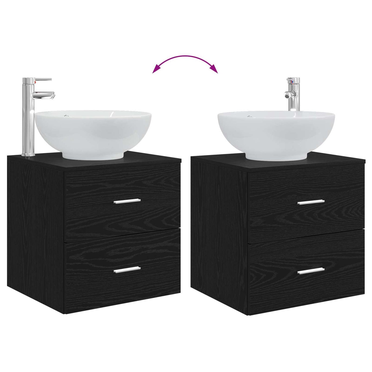 Wall-Mounted Sink Vanity Black Oak 49.5 x 44.5 x 66.5 cm