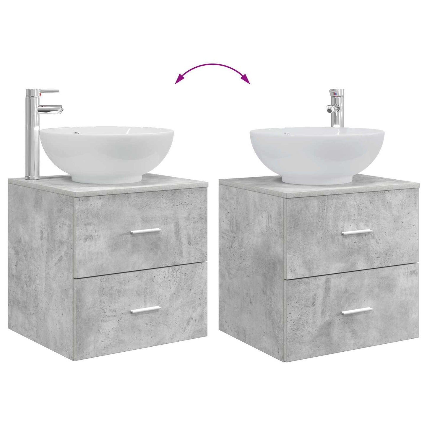 Wall-Mounted Sink Vanity Concrete Grey 49.5 x 44.5 x 66.5 cm