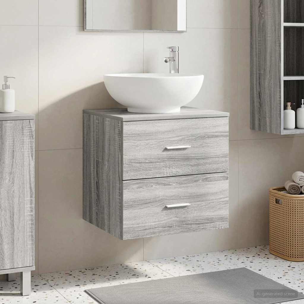 Wall-Mounted Sink Vanity Grey Sonoma 49.5 x 44.5 x 66.5 cm