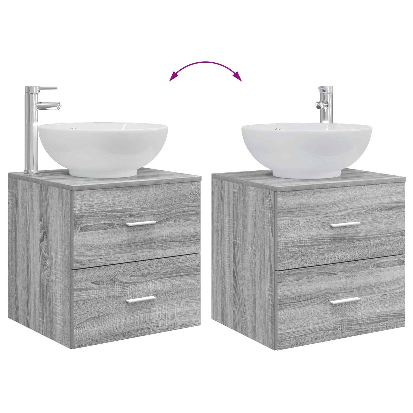 Wall-Mounted Sink Vanity Grey Sonoma 49.5 x 44.5 x 66.5 cm