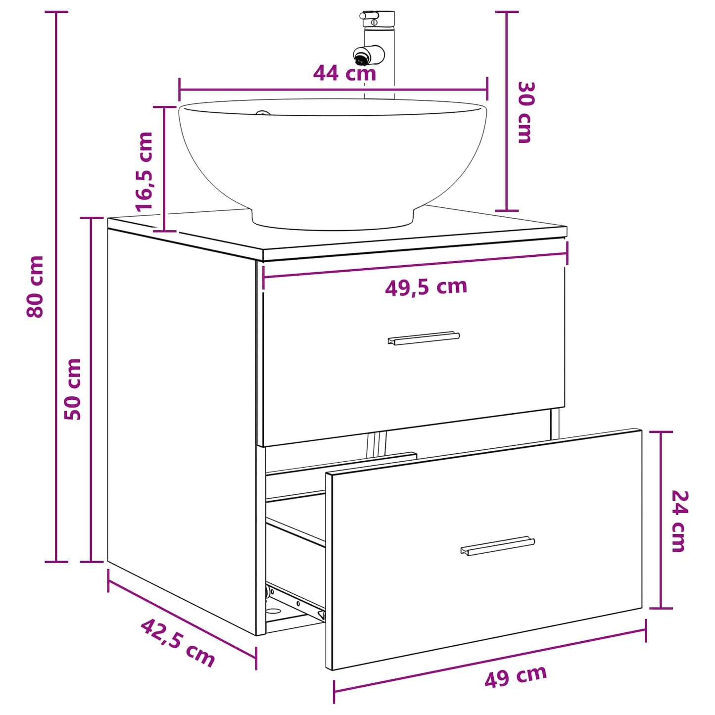Wall-Mounted Sink Vanity Old Wood 49.5 x 44.5 x 66.5 cm