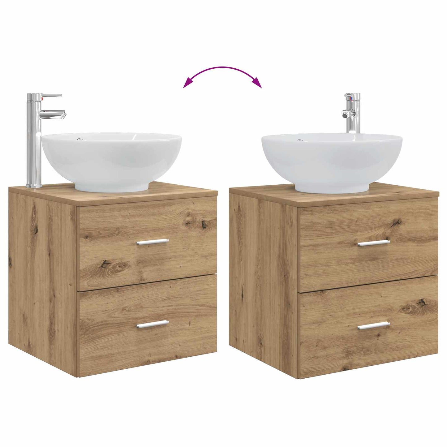 Wall-Mounted Sink Vanity Artisan Oak 49.5 x 44.5 x 66.5 cm