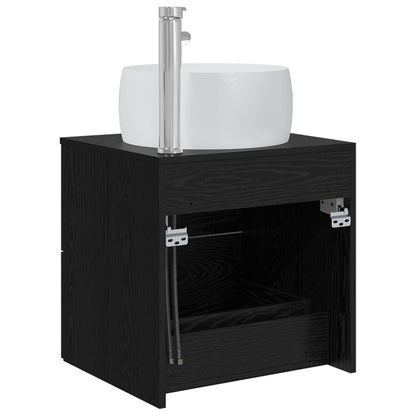 Wall-Mounted Sink Vanity Black Oak 49.5 x 44.5 x 66 cm