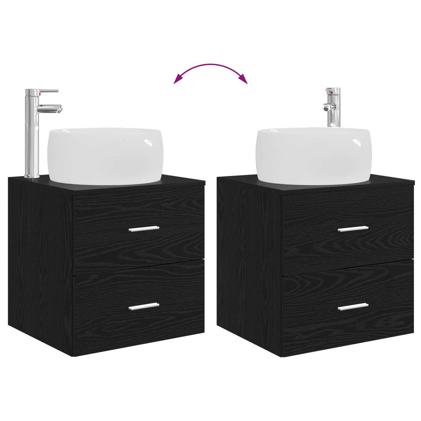 Wall-Mounted Sink Vanity Black Oak 49.5 x 44.5 x 66 cm