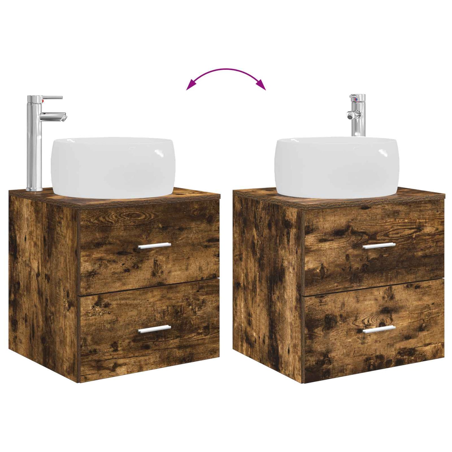 Wall-Mounted Sink Vanity Smoked Oak 49.5 x 44.5 x 66 cm