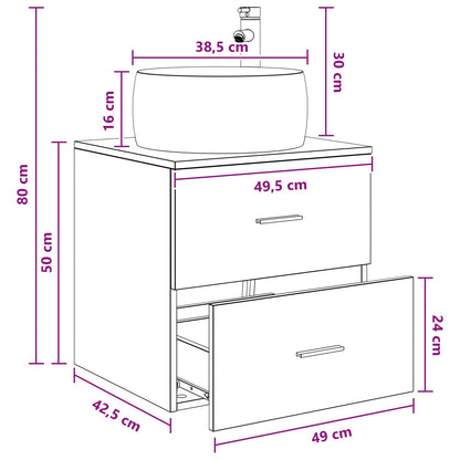 Wall-Mounted Sink Vanity Grey Sonoma 49.5 x 44.5 x 66 cm