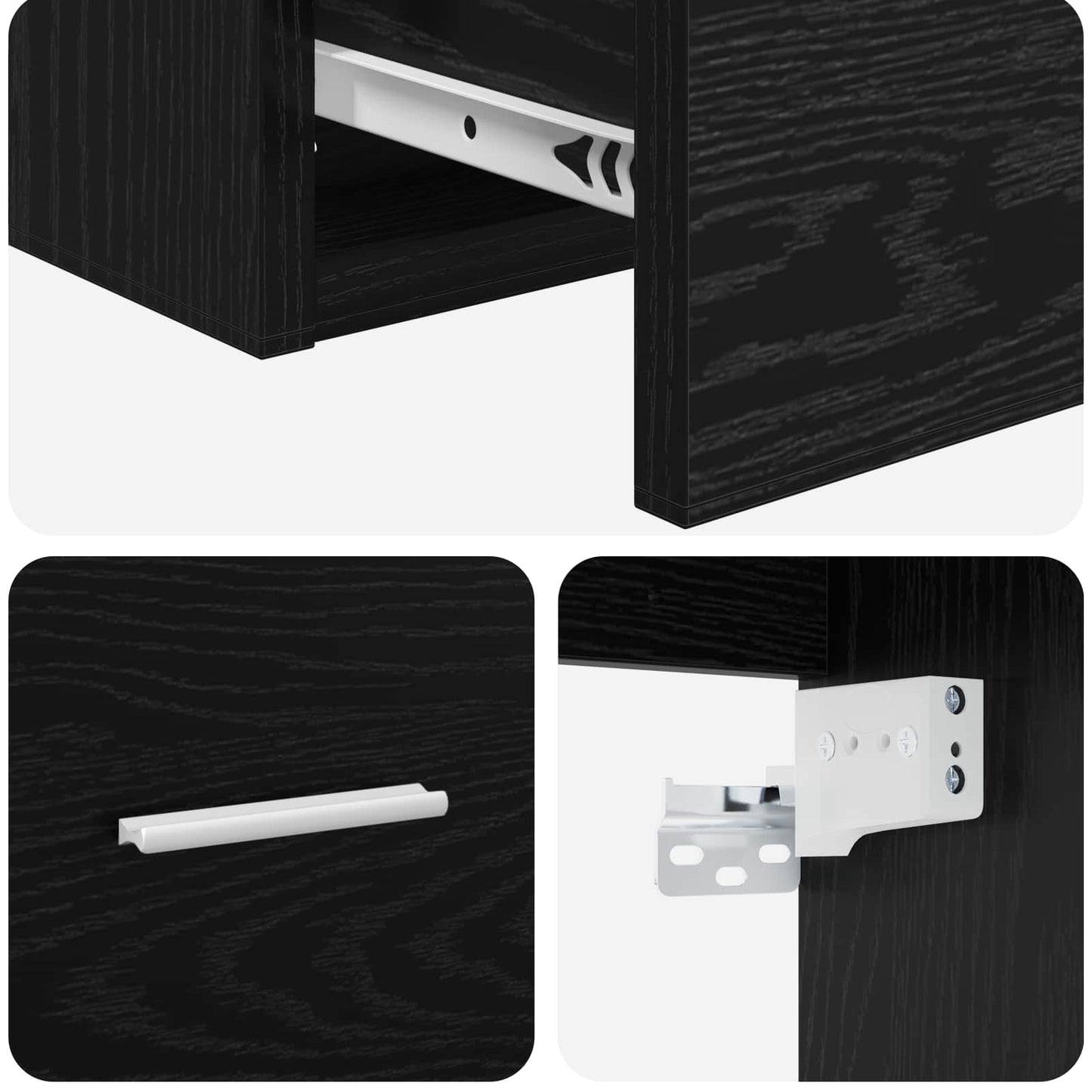 Wall-Mounted Sink Vanity Black Oak 49.5 x 44.5 x 65.5 cm
