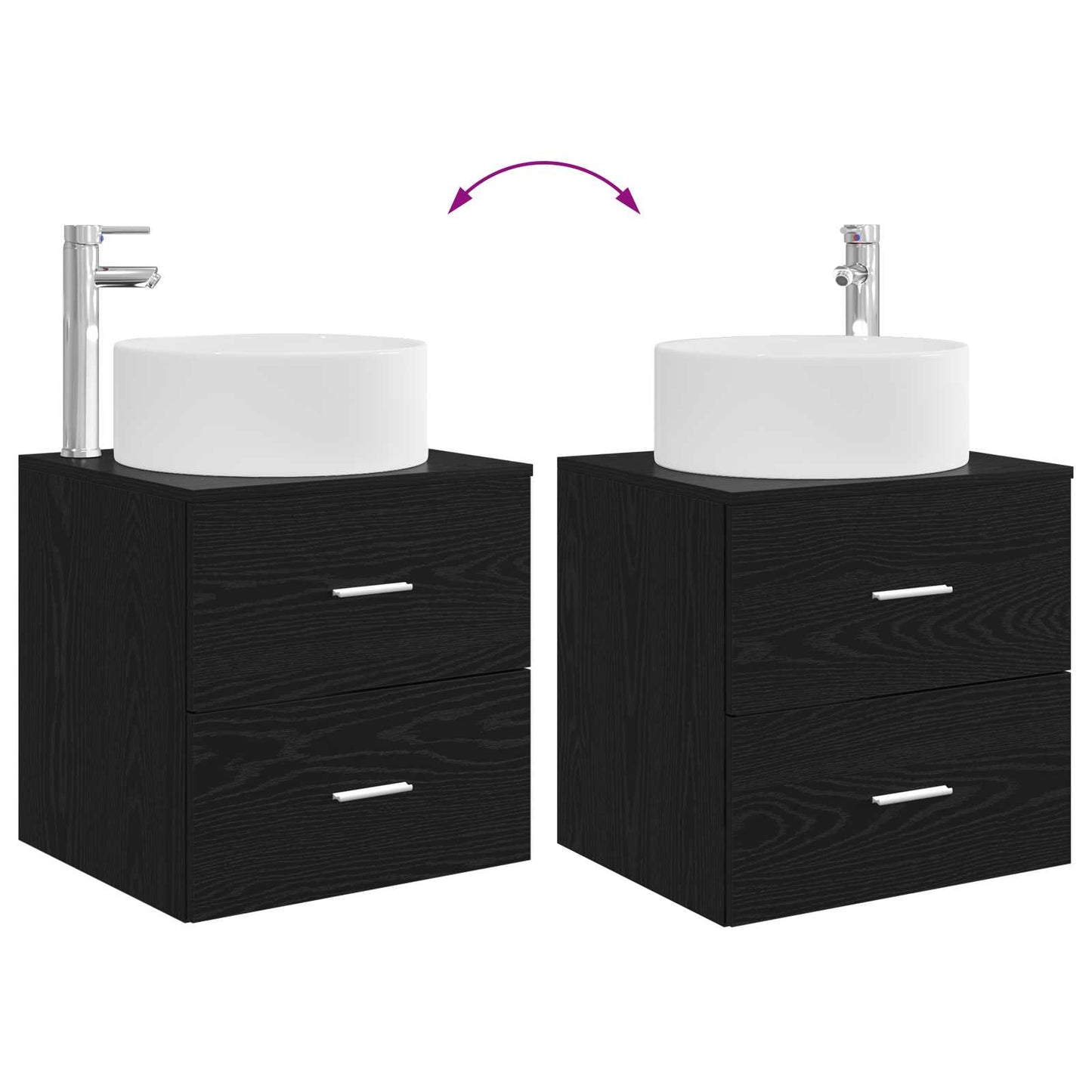 Wall-Mounted Sink Vanity Black Oak 49.5 x 44.5 x 65.5 cm