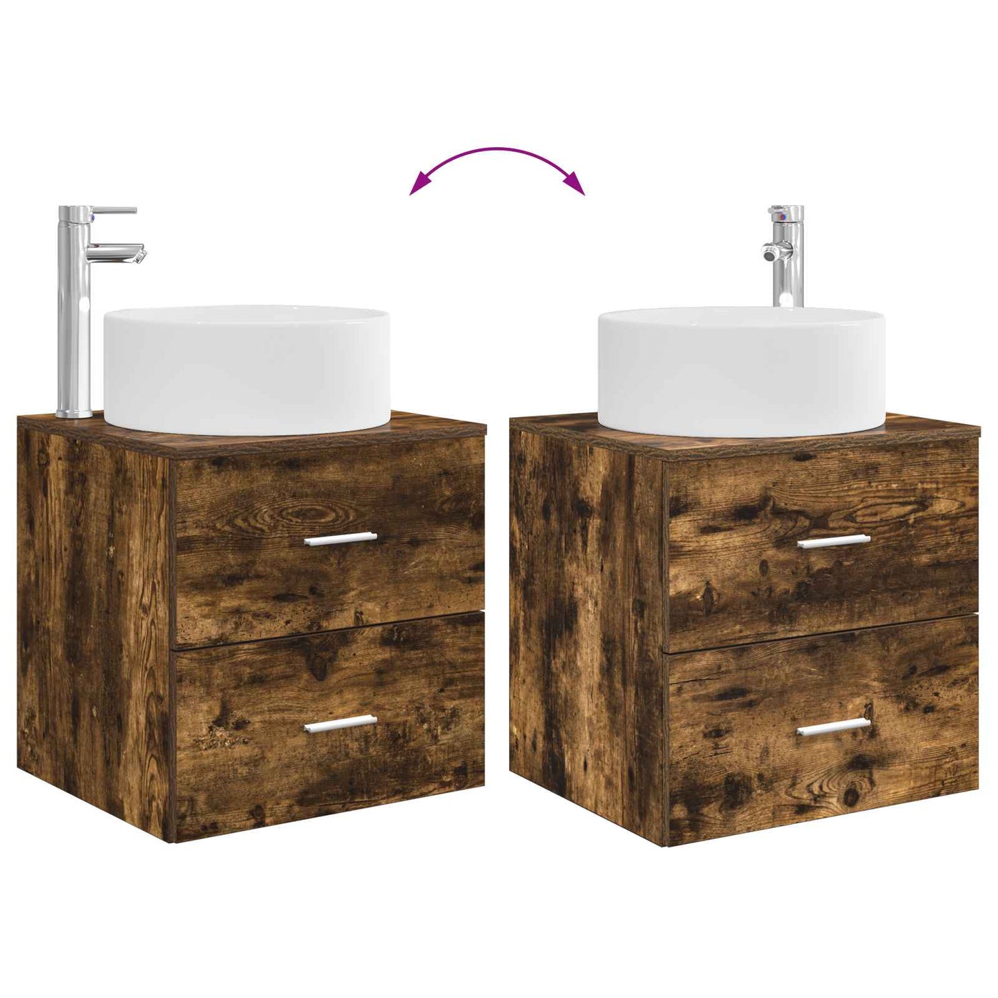 Wall-Mounted Sink Vanity Smoked Oak 49.5 x 44.5 x 65.5 cm