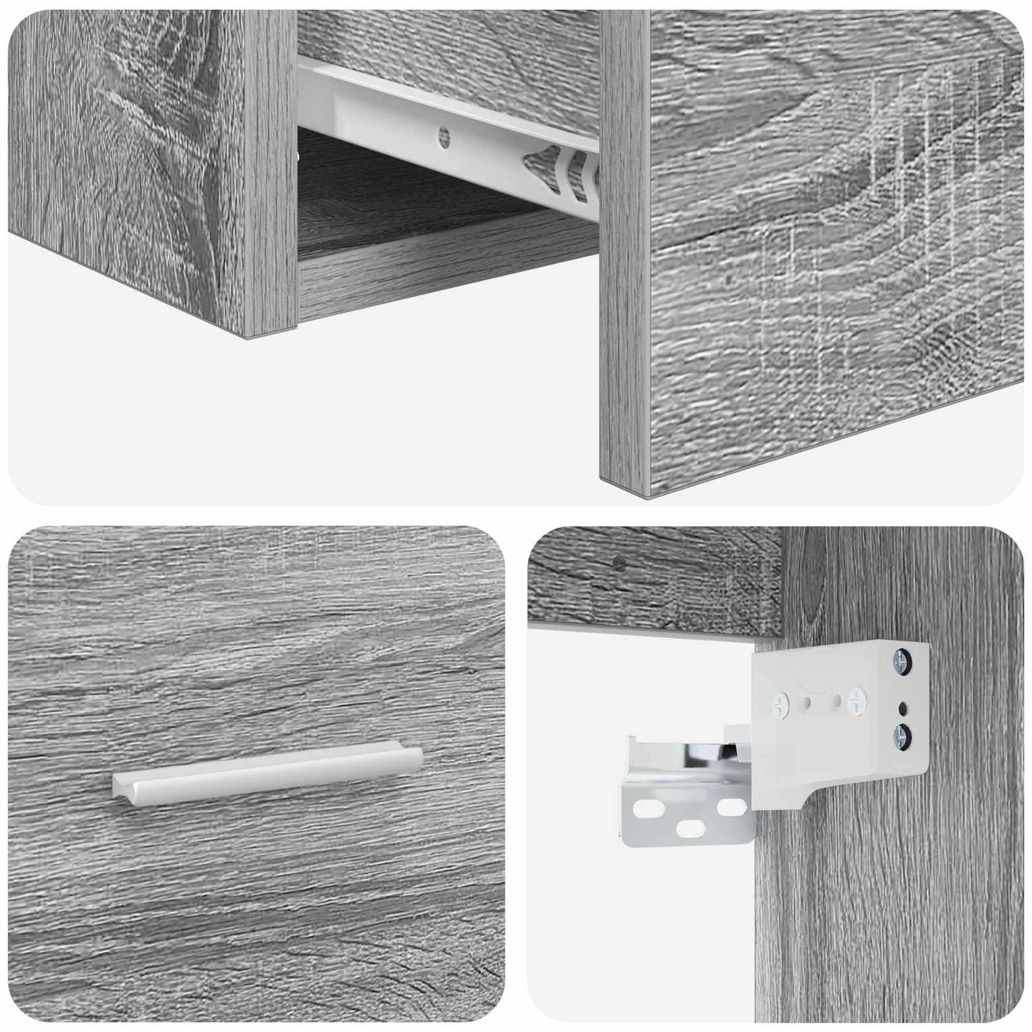 Wall-Mounted Sink Vanity Grey Sonoma 49.5 x 44.5 x 65.5 cm