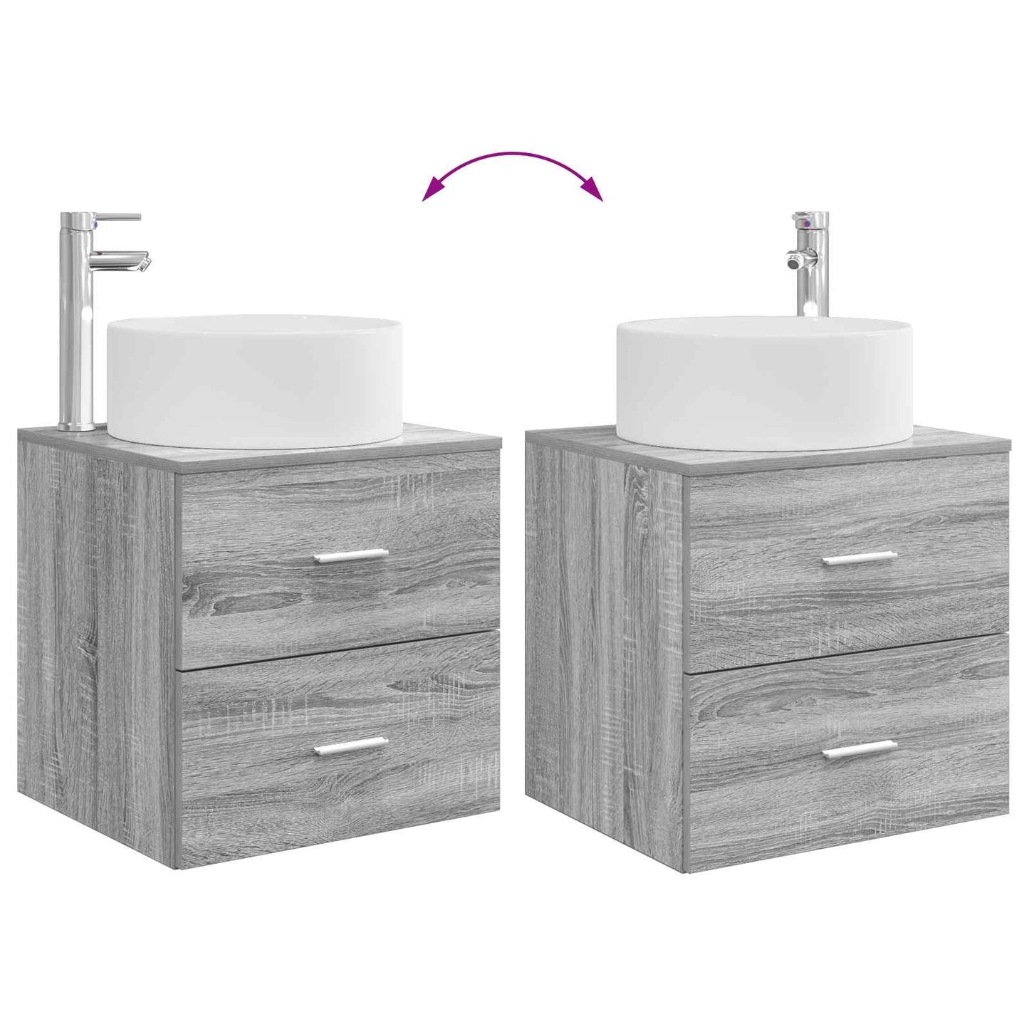Wall-Mounted Sink Vanity Grey Sonoma 49.5 x 44.5 x 65.5 cm