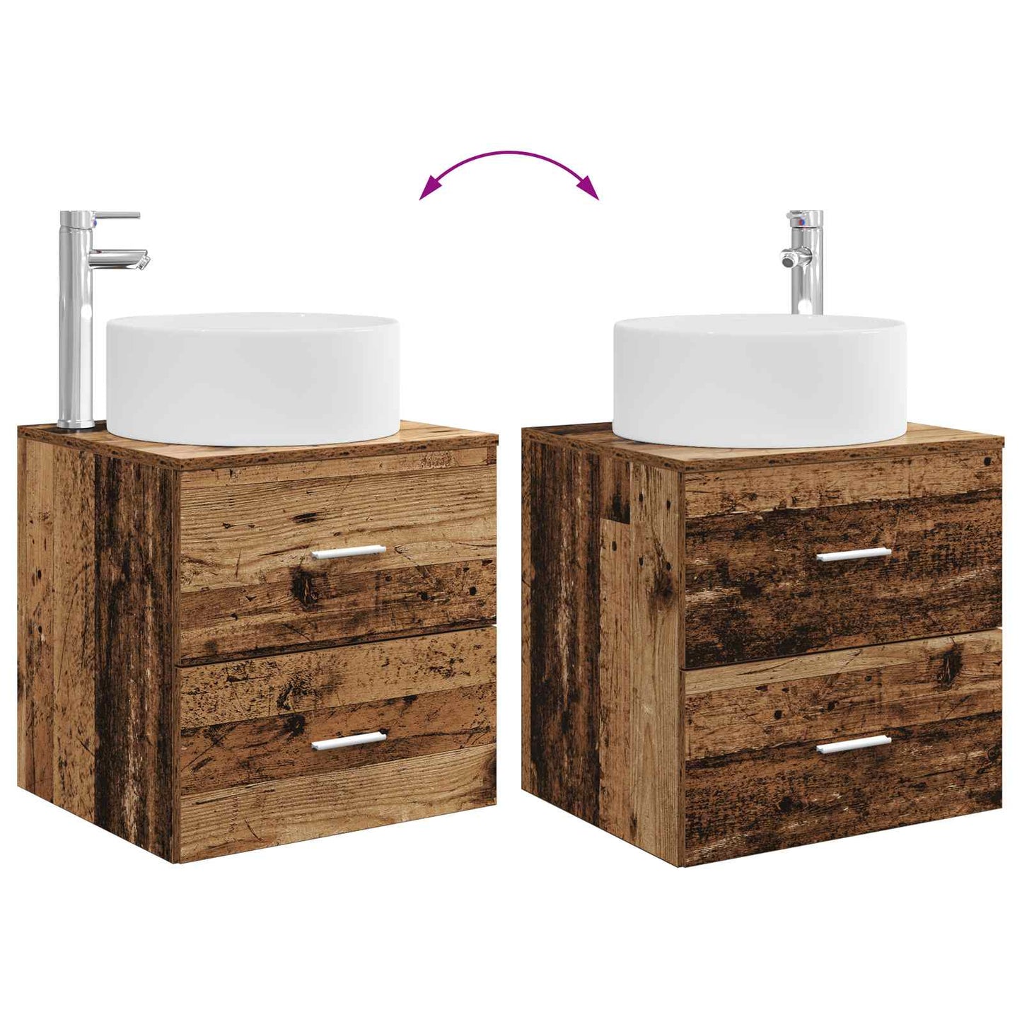 Wall-Mounted Sink Vanity Old Wood 49.5 x 44.5 x 65.5 cm