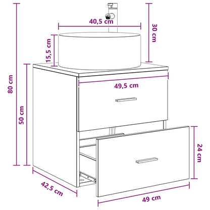 Wall-Mounted Sink Vanity Old Wood 49.5 x 44.5 x 65.5 cm
