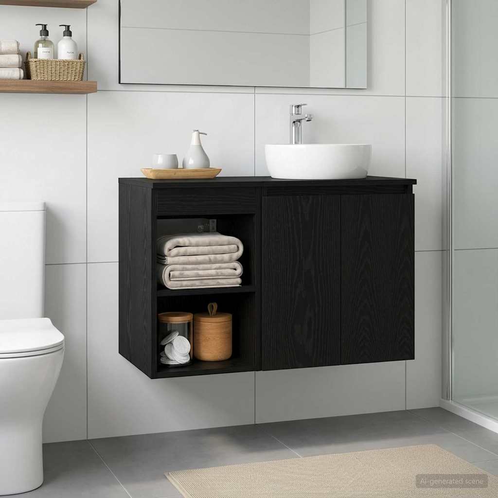 Bathroom Cabinet In-between Black Oak 30 x 41 x 50 cm