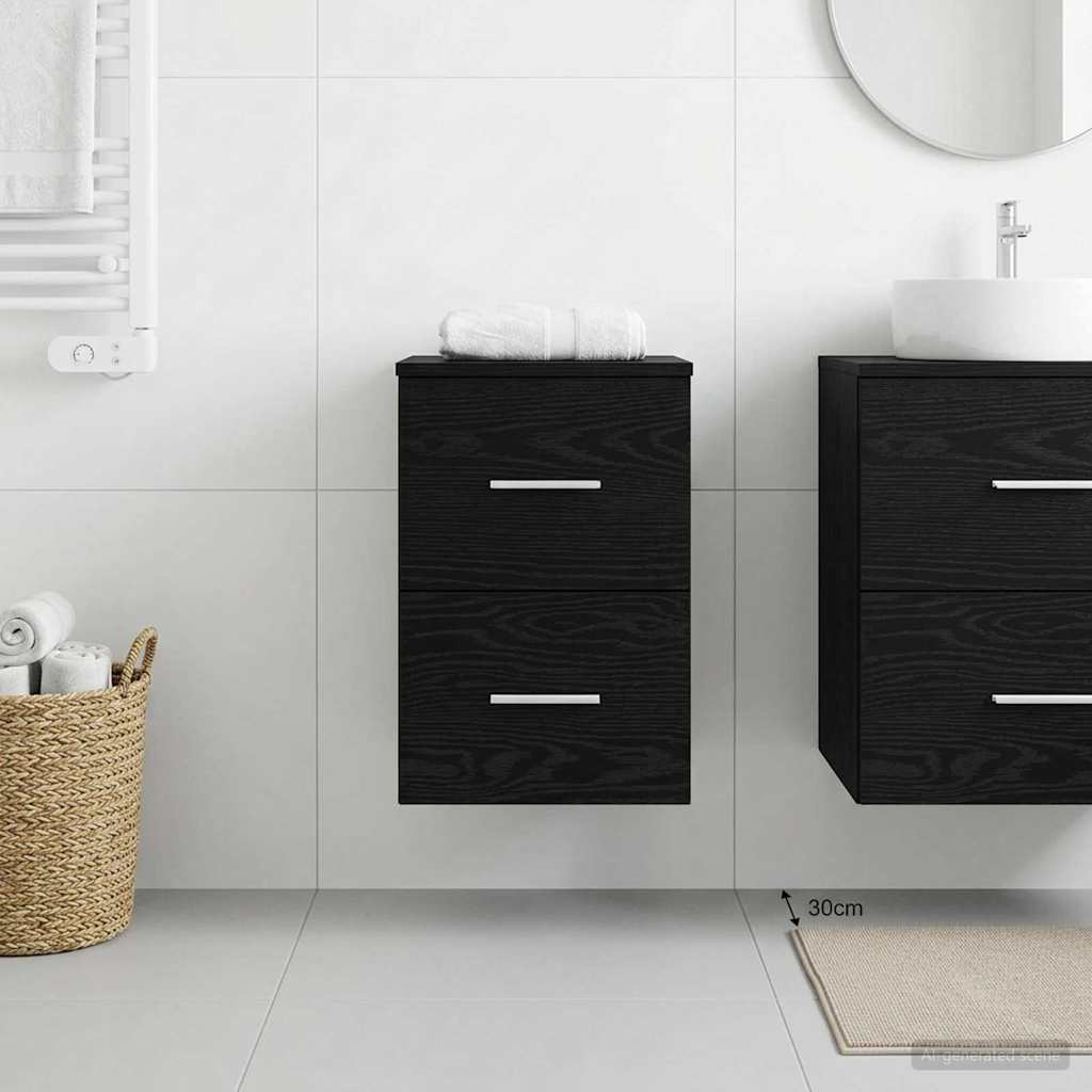 Bathroom Cabinet In-between Black Oak 30 x 44.5 x 50 cm