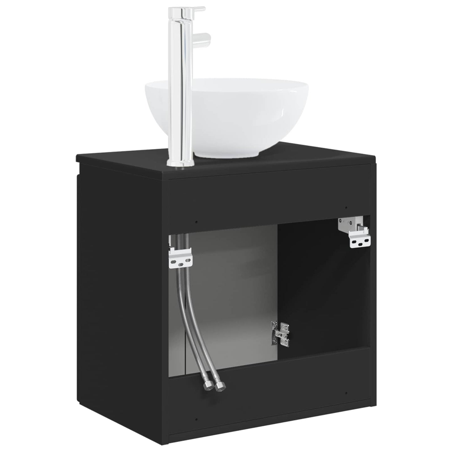 Wall-Mounted Sink Vanity Black 49.5 x 35 x 63 cm