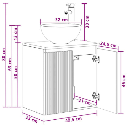 Wall-Mounted Sink Vanity Sonoma Oak 49.5 x 35 x 63 cm