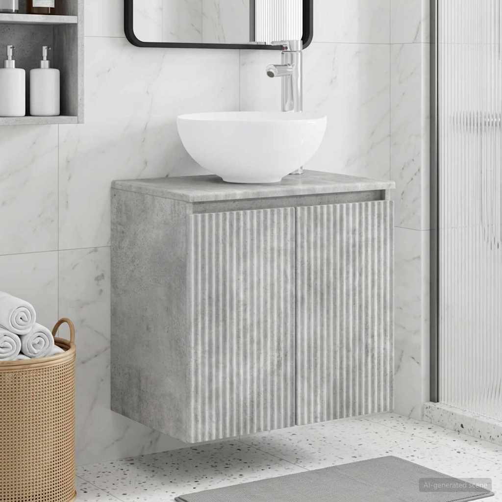 Wall-Mounted Sink Vanity Concrete Grey 49.5 x 35 x 63 cm