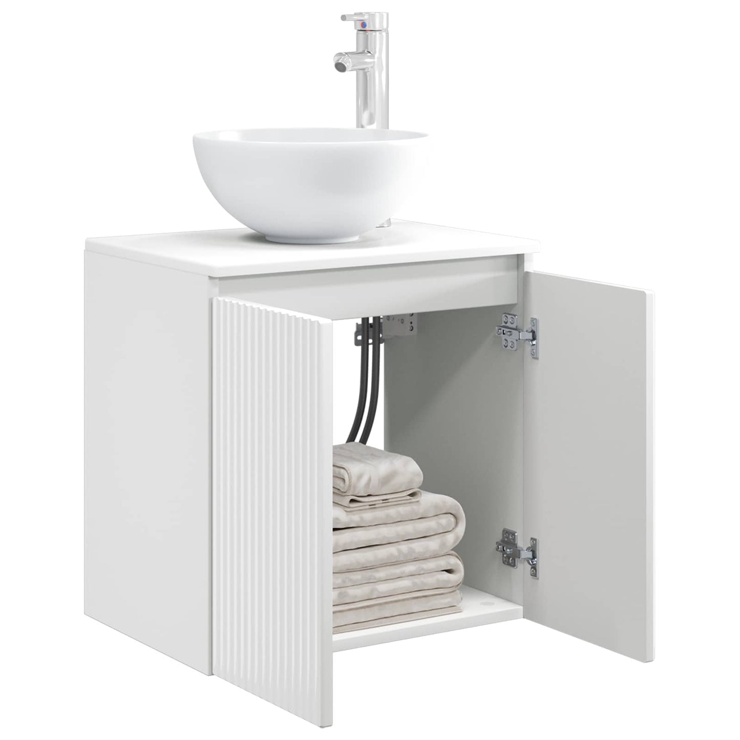 Wall-Mounted Sink Vanity High Gloss White 49.5 x 35 x 63 cm