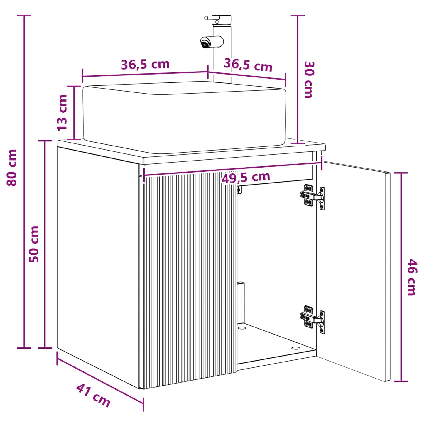 Wall-Mounted Sink Vanity Sonoma Oak 49.5 x 41 x 63 cm