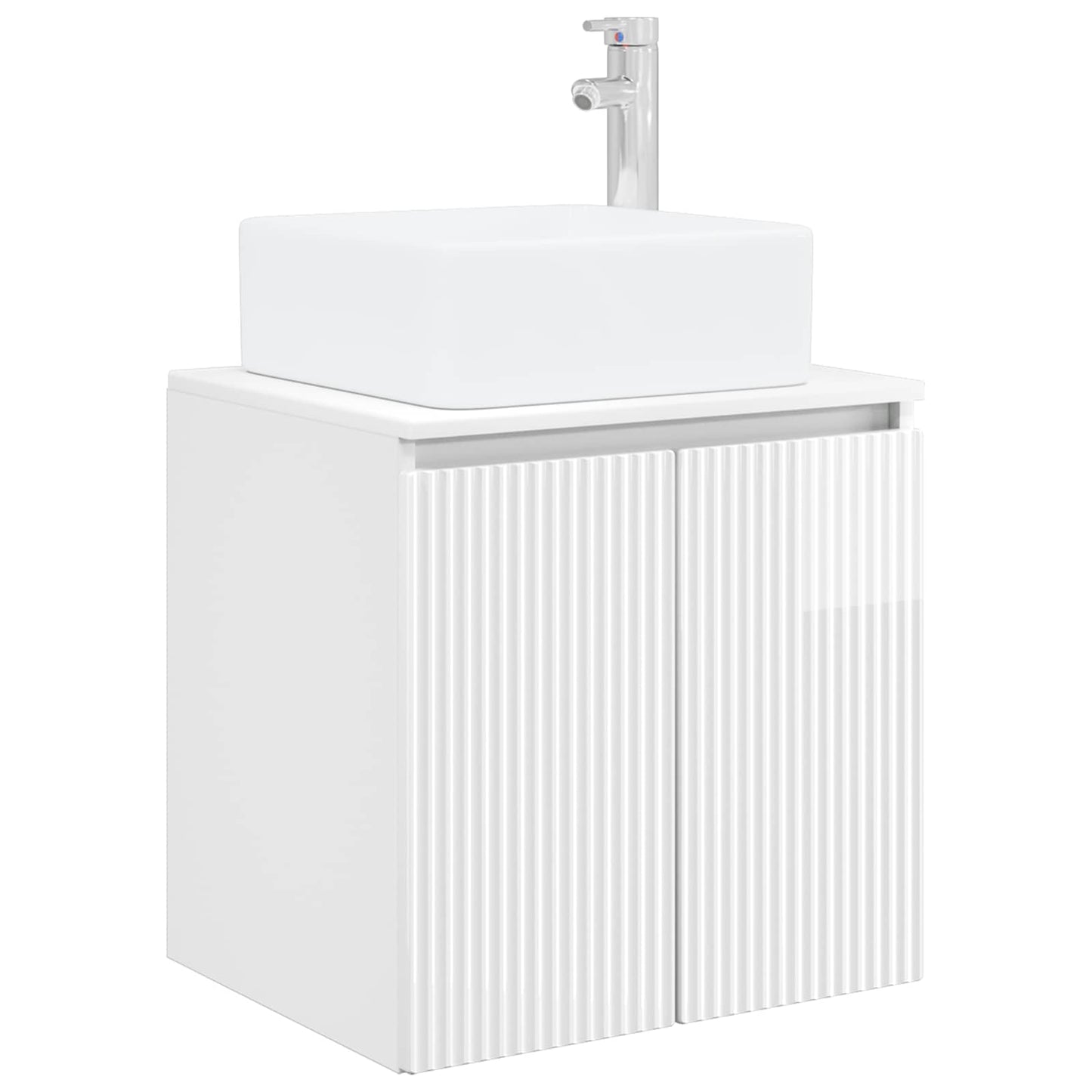 Wall-Mounted Sink Vanity High Gloss White 49.5 x 41 x 63 cm
