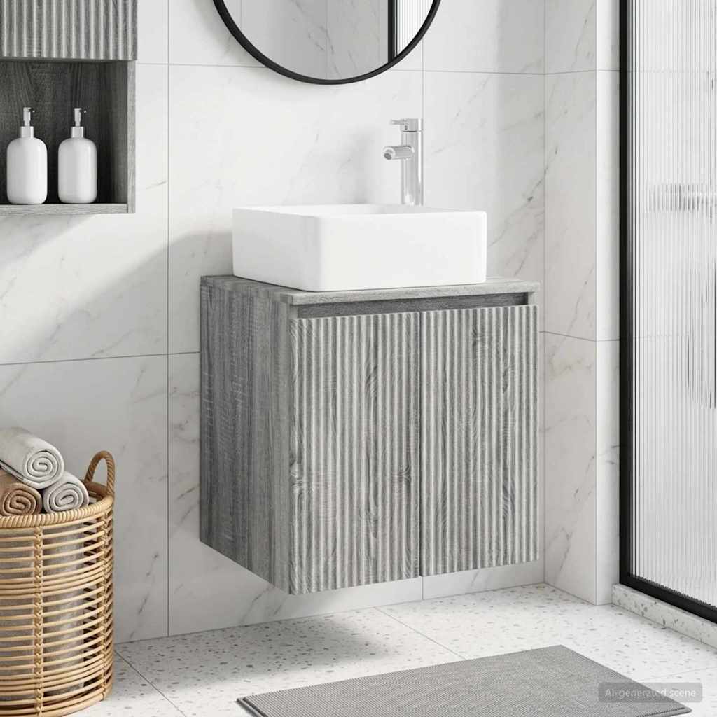 Wall-Mounted Sink Vanity Grey Sonoma 49.5 x 41 x 63 cm