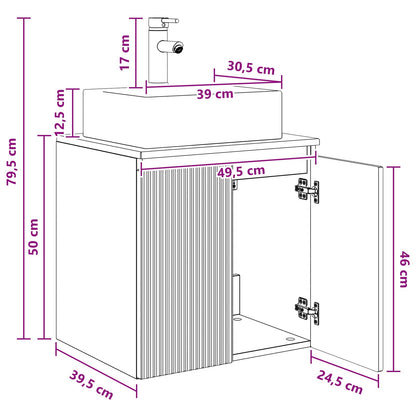 Wall-Mounted Sink Vanity Sonoma Oak 49.5 x 41 x 62.5 cm