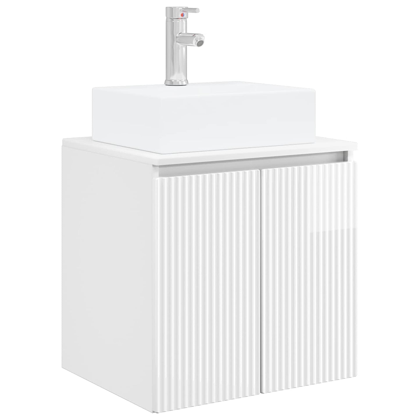 Wall-Mounted Sink Vanity High Gloss White 49.5 x 41 x 62.5 cm