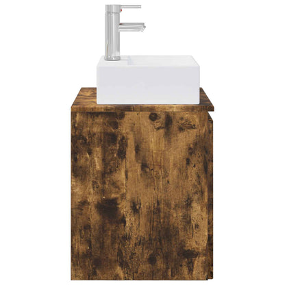 Wall-Mounted Sink Vanity Smoked Oak 49.5 x 41 x 62.5 cm