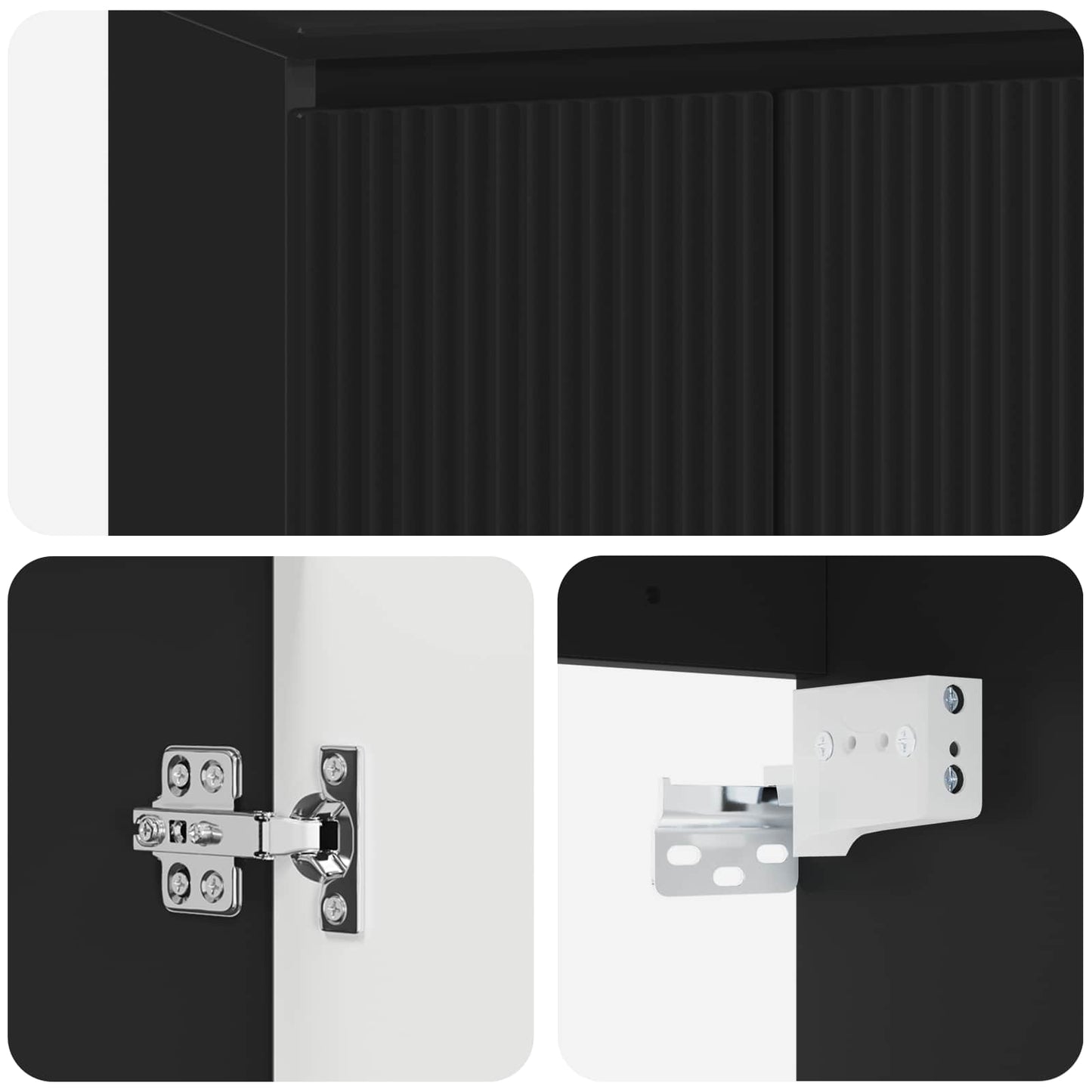 Wall-Mounted Sink Vanity Black 53 x 35 x 63 cm Engineered Wood