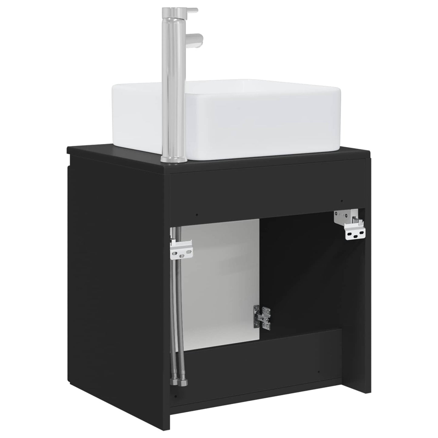 Wall-Mounted Sink Vanity Black 53 x 35 x 63 cm Engineered Wood