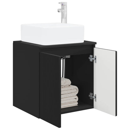 Wall-Mounted Sink Vanity Black 53 x 35 x 63 cm Engineered Wood