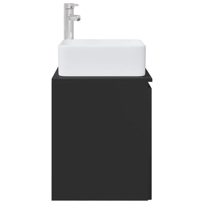 Wall-Mounted Sink Vanity Black 53 x 35 x 63 cm Engineered Wood